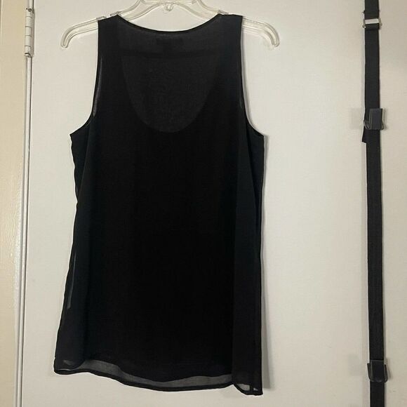 Forever 21 black chiffon double layer beaded tank blouse top size small - Picture 2 of 5